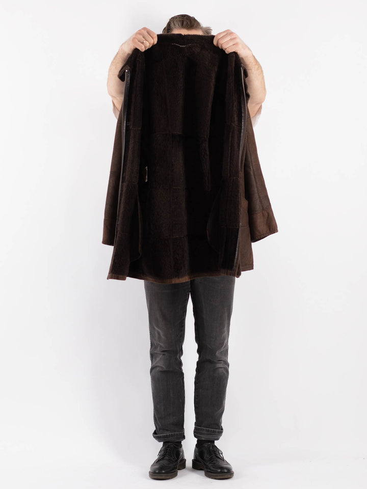 Vintage 90's Men Sheepskin Coat in BrownZ488