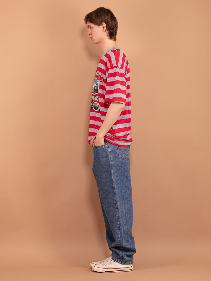 Vintage 90's Men Striped T-shirt - NorthernGrip