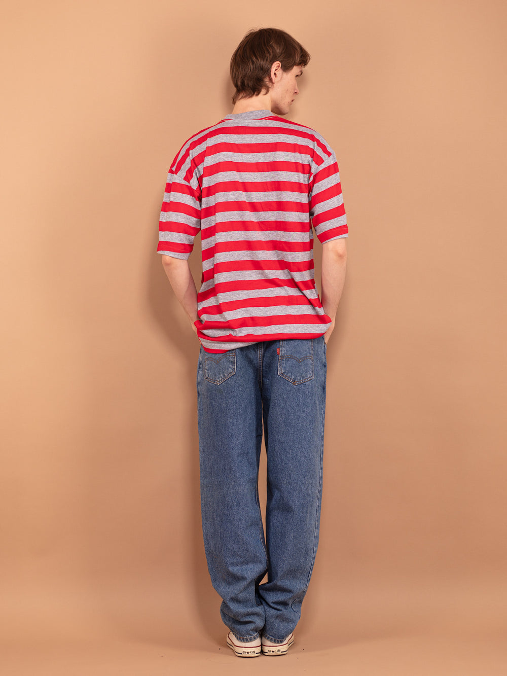 Vintage 90's Men Striped T-shirt - NorthernGrip