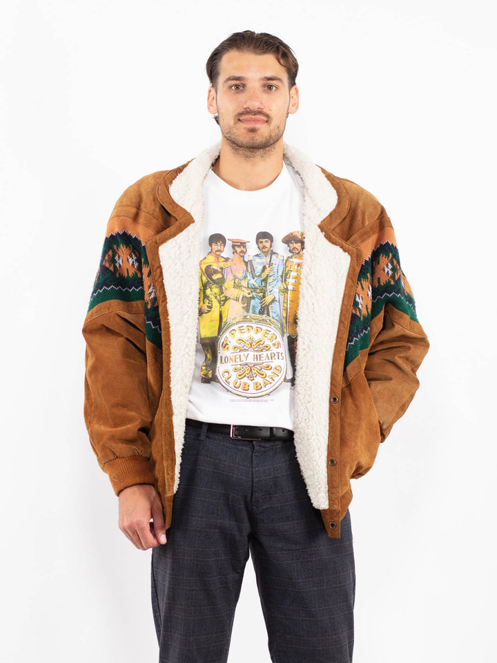 Vintage 90's Men Suede Sherpa Jacket in BrownZ2231
