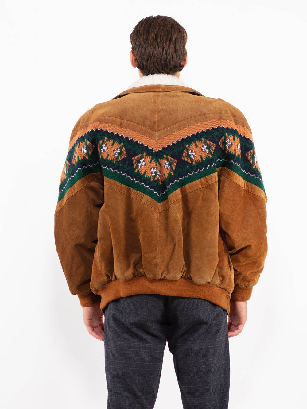 Vintage 90's Men Suede Sherpa Jacket in BrownZ2231
