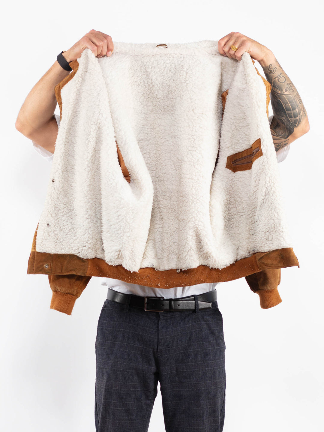 Vintage 90's Men Suede Sherpa Jacket in BrownZ2231