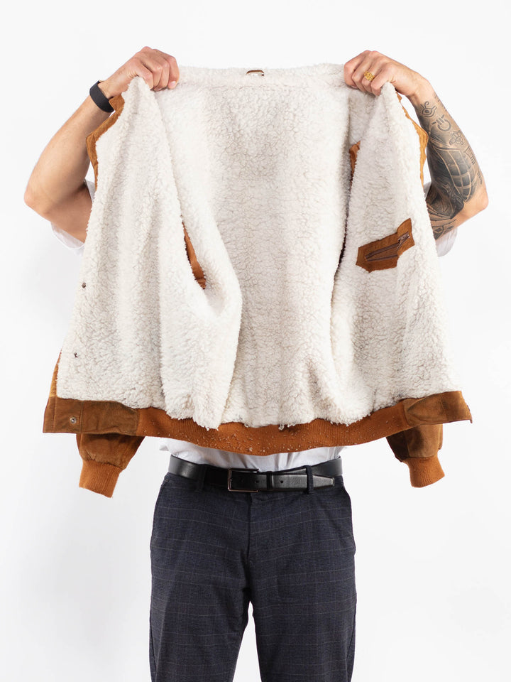Vintage 90's Men Suede Sherpa Jacket in BrownZ2231