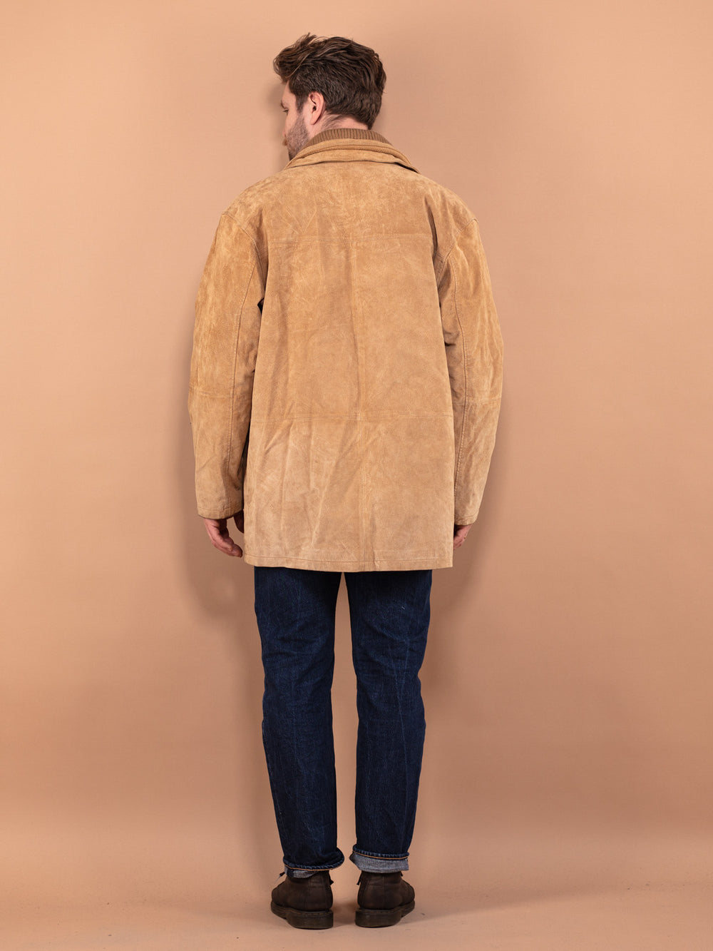 Vintage 90's Men Suede Coat in Beige - NorthernGrip