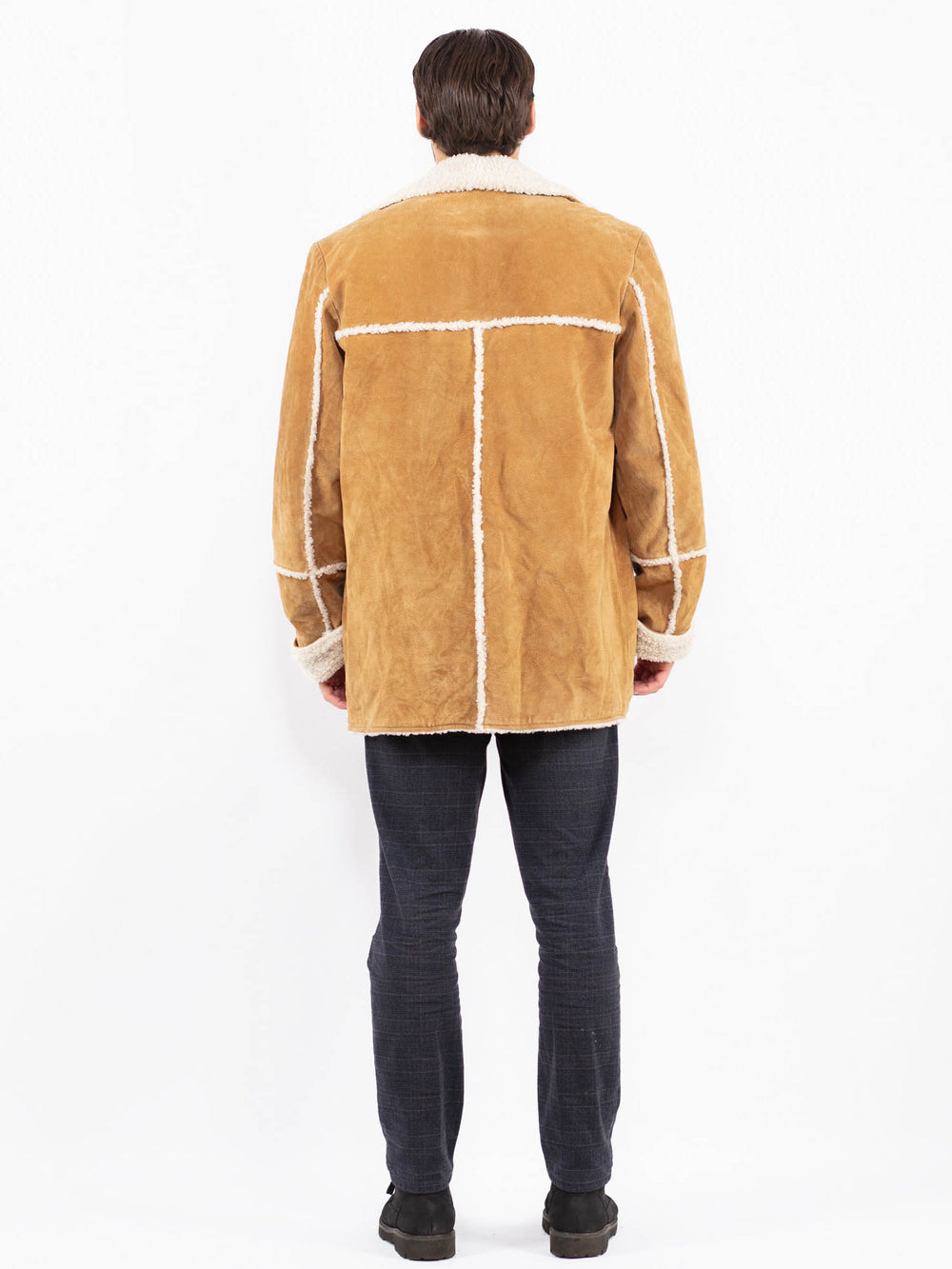 Vintage 90's Men Suede Sherpa Coat in BeigeZ2357