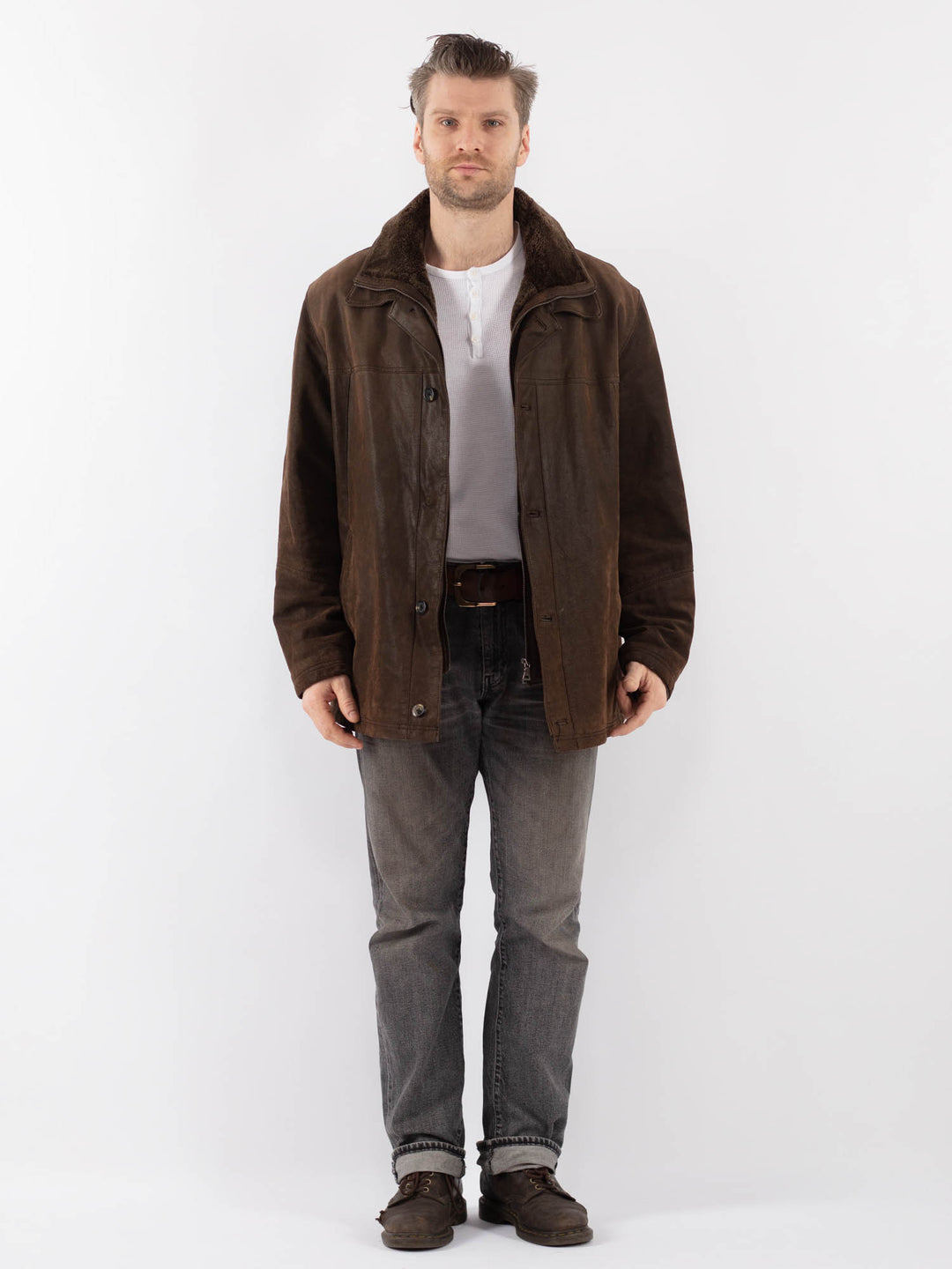 Vintage 90's Men Suede Coat in BrownZ1103