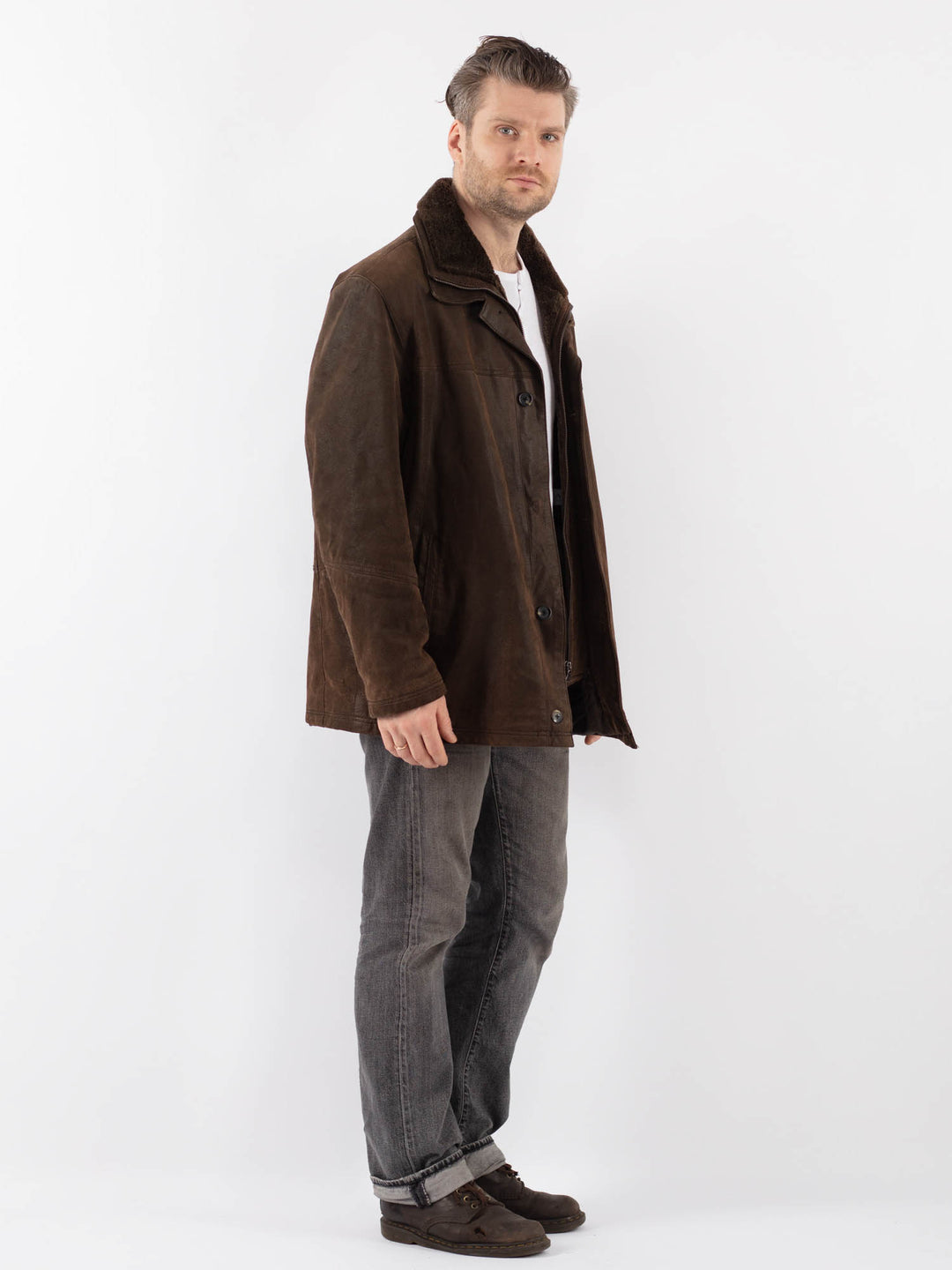 Vintage 90's Men Suede Coat in BrownZ1103