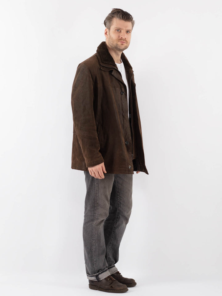 Vintage 90's Men Suede Coat in BrownZ1103