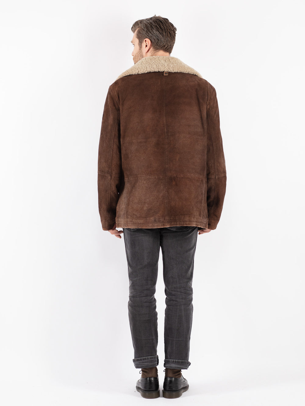 Vintage 90's Men Suede Coat in Brown