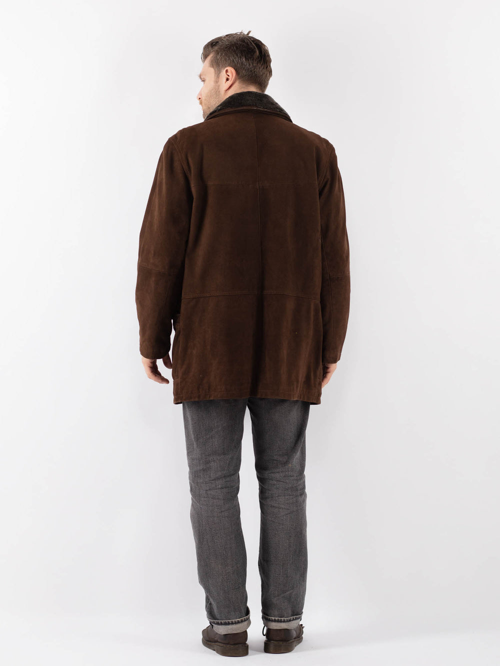 Vintage 90's Men Suede Coat in BrownZ1116