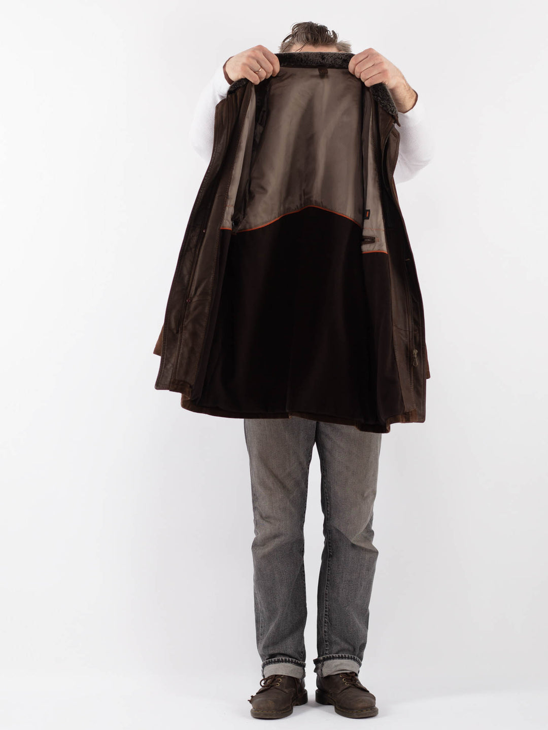 Vintage 90's Men Suede Coat in BrownZ1116