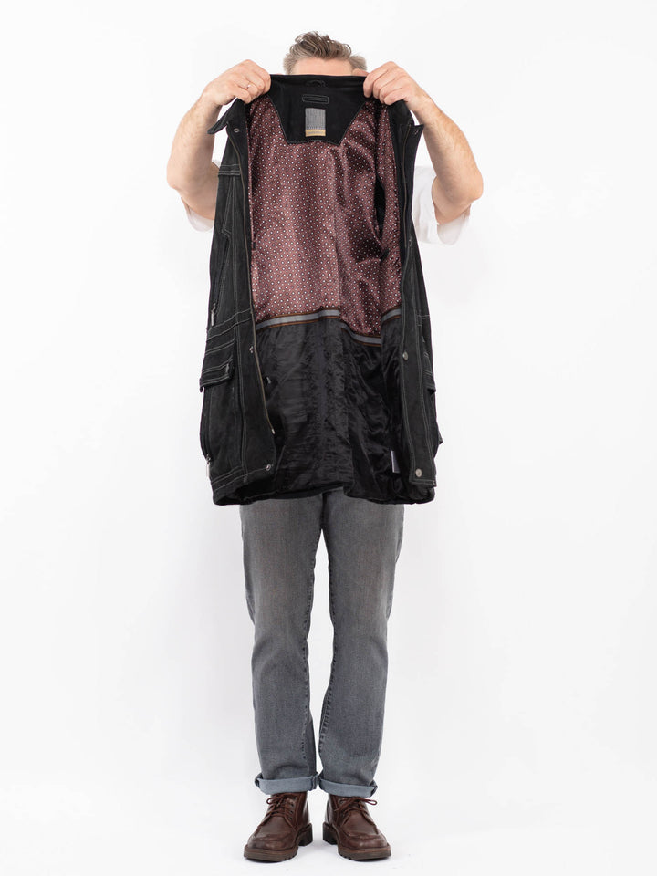 Vintage 90's Men Suede Coat in BlackZ2283