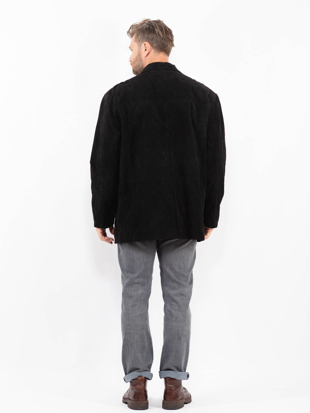 Vintage 90's Men Suede Coat in BlackZ2291