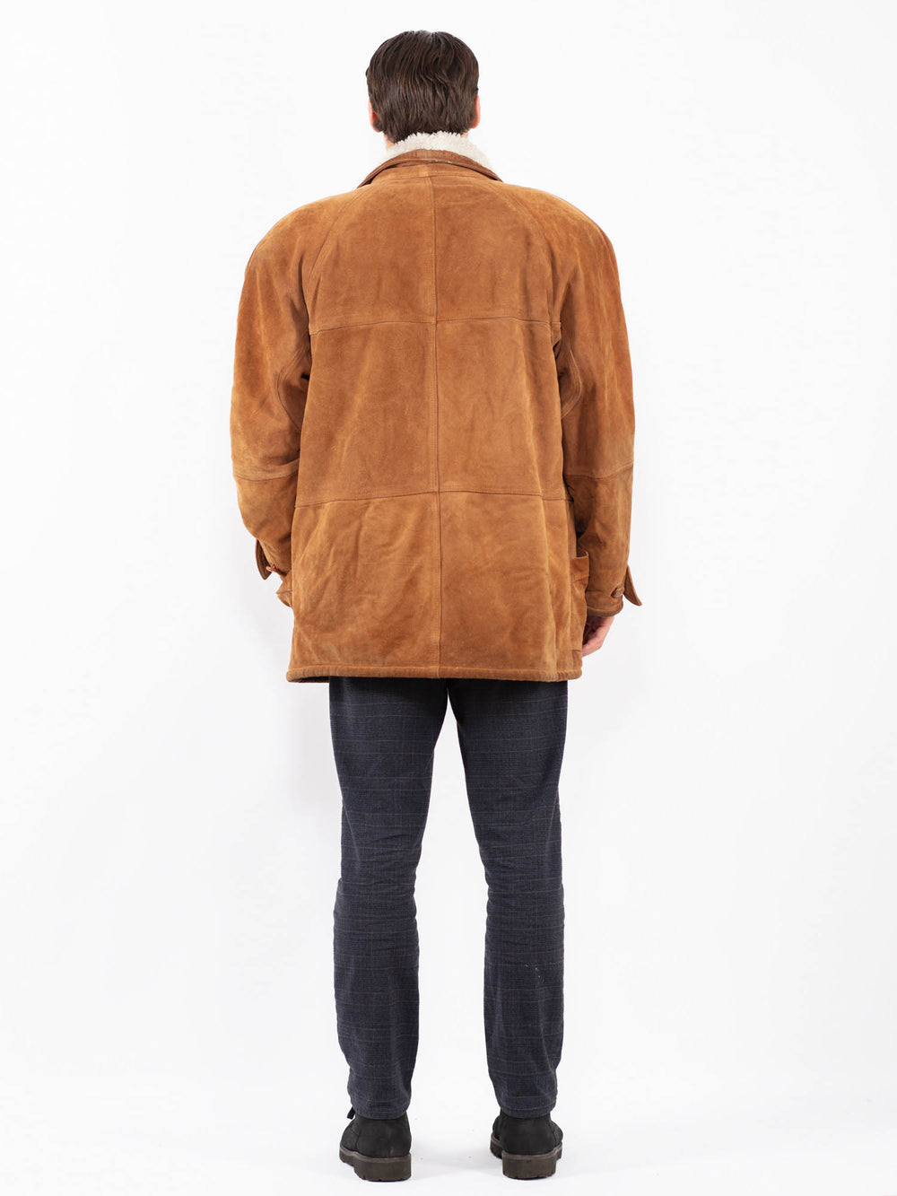 Vintage 90's Men Suede Sherpa Coat in BrownZ2393