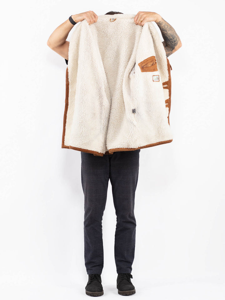 Vintage 90's Men Suede Sherpa Coat in BrownZ2393