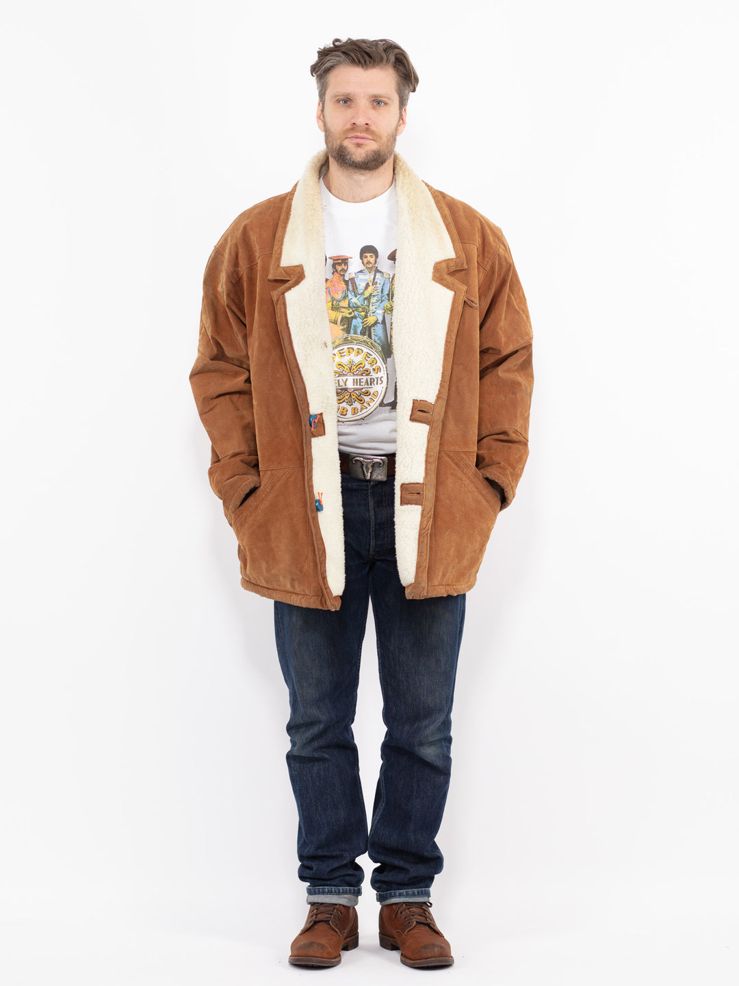 Vintage 90's Men Suede Sherpa in BrownZ2691