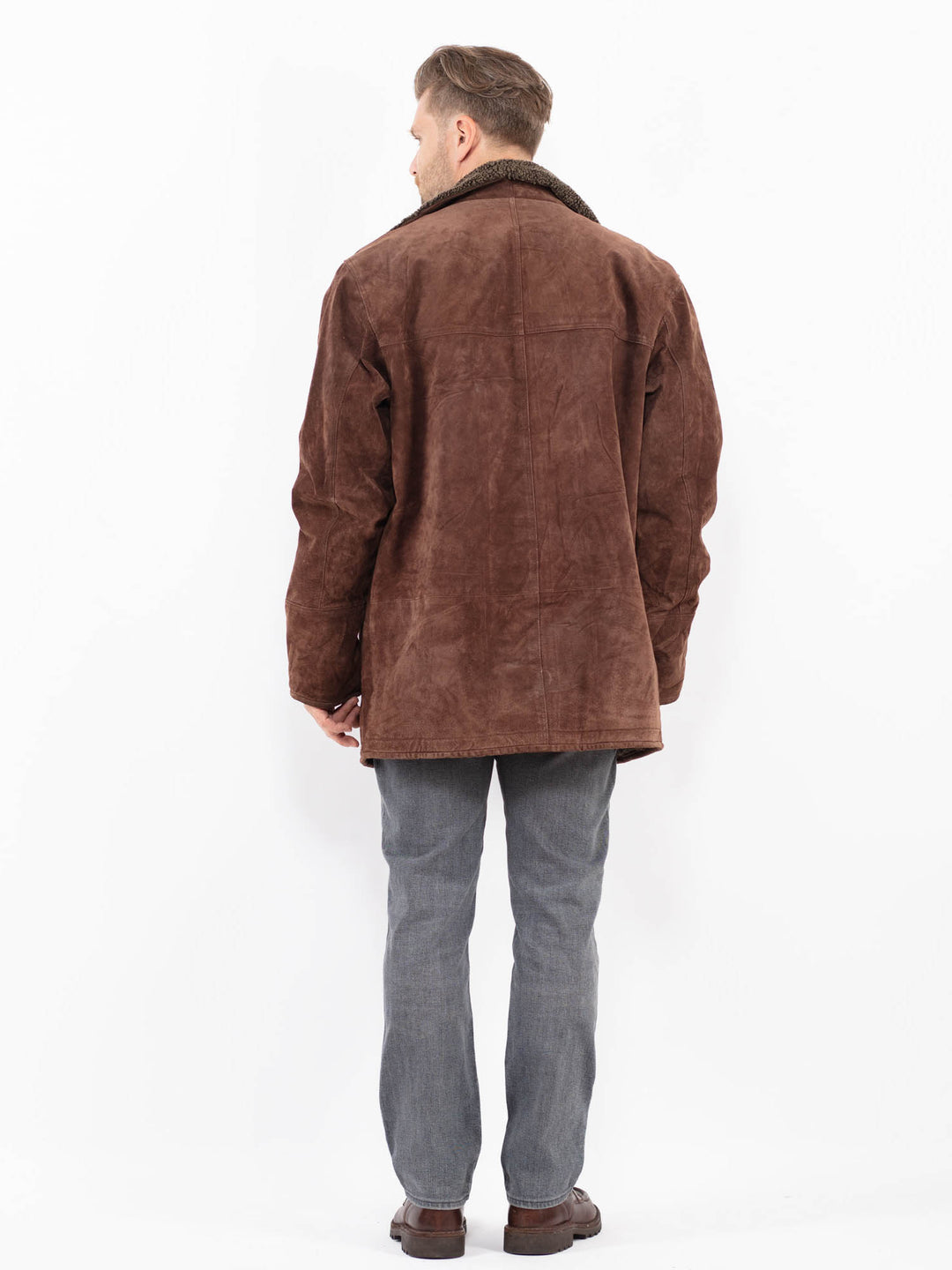 Vintage 90's Men Suede Sherpa Coat in BrownZ2095