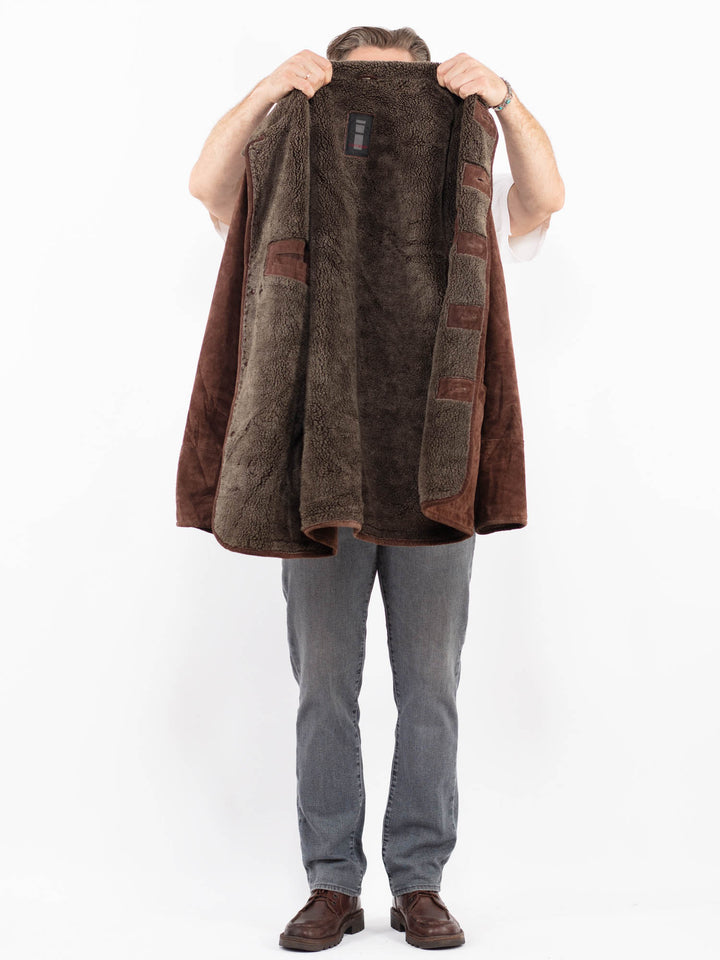 Vintage 90's Men Suede Sherpa Coat in BrownZ2095