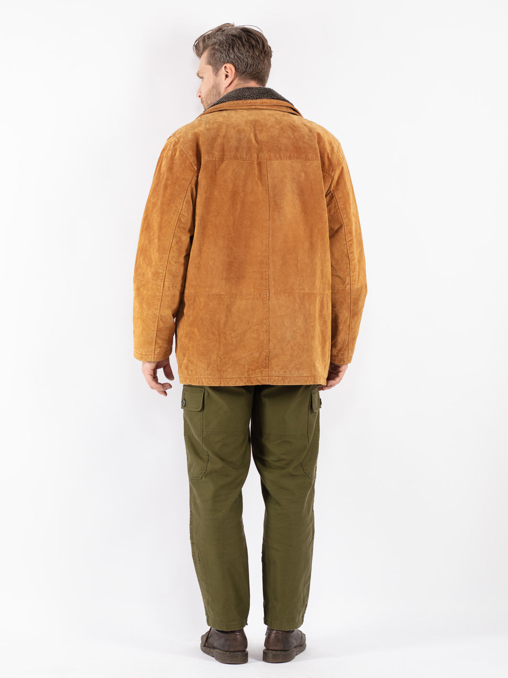 Vintage Men Suede Coat in Brown