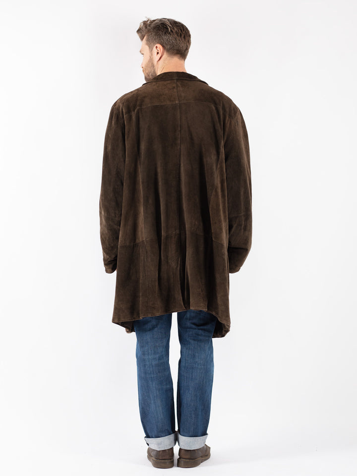 Vintage Men Suede Coat in Brown
