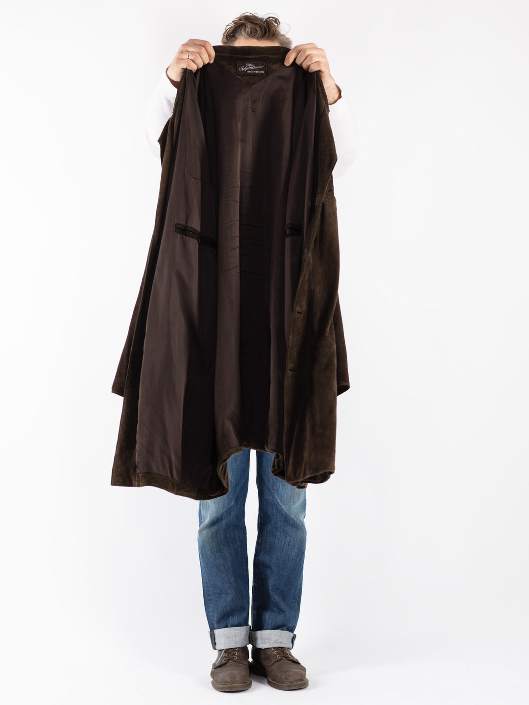 Vintage Men Suede Coat in Brown