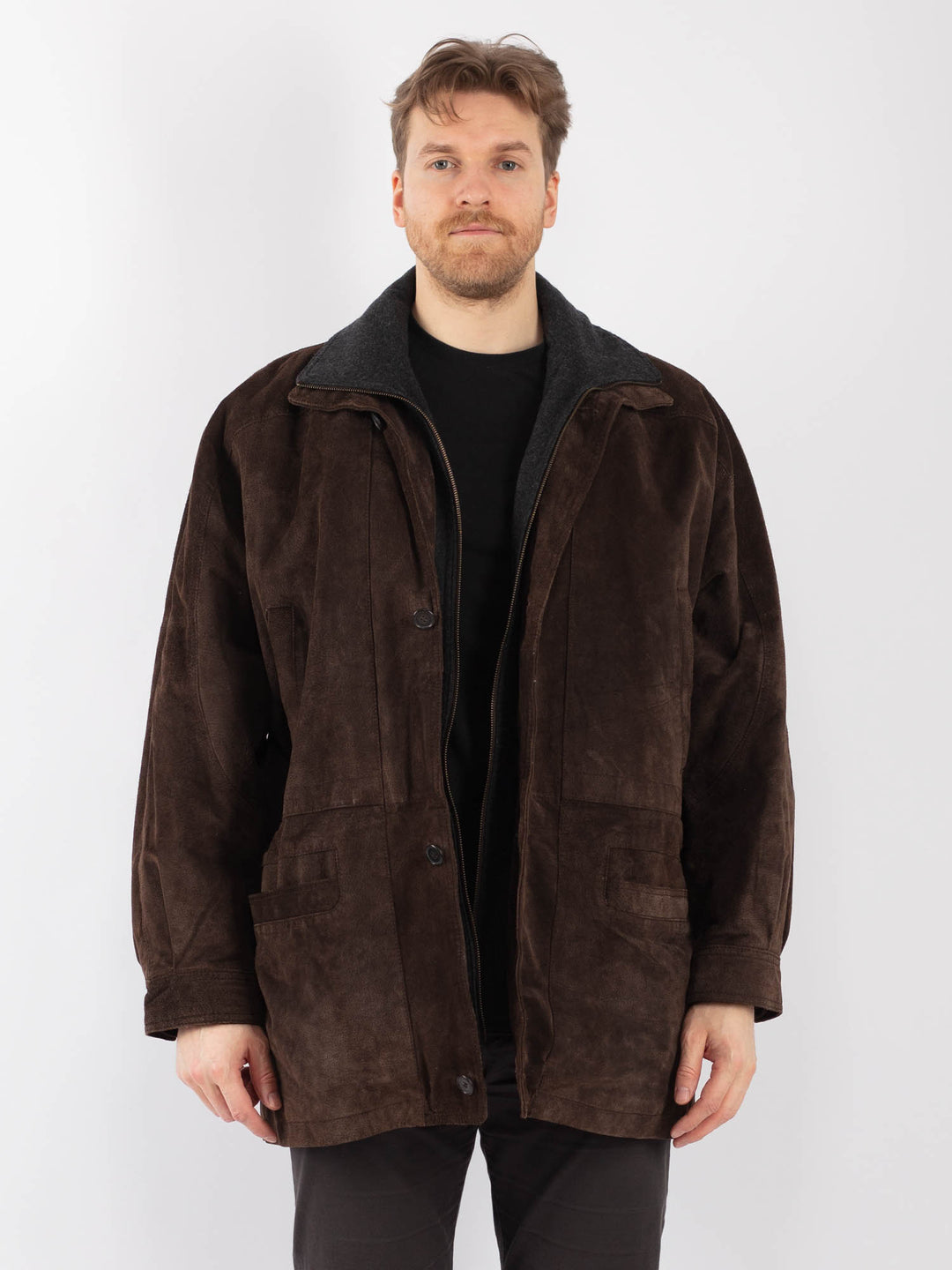 Vintage 90's Men Suede Jacket in BrownZ1339