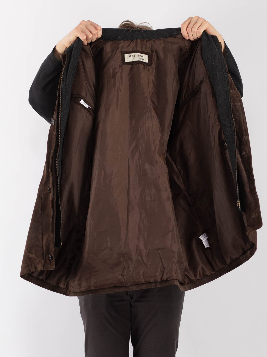 Vintage 90's Men Suede Jacket in BrownZ1339