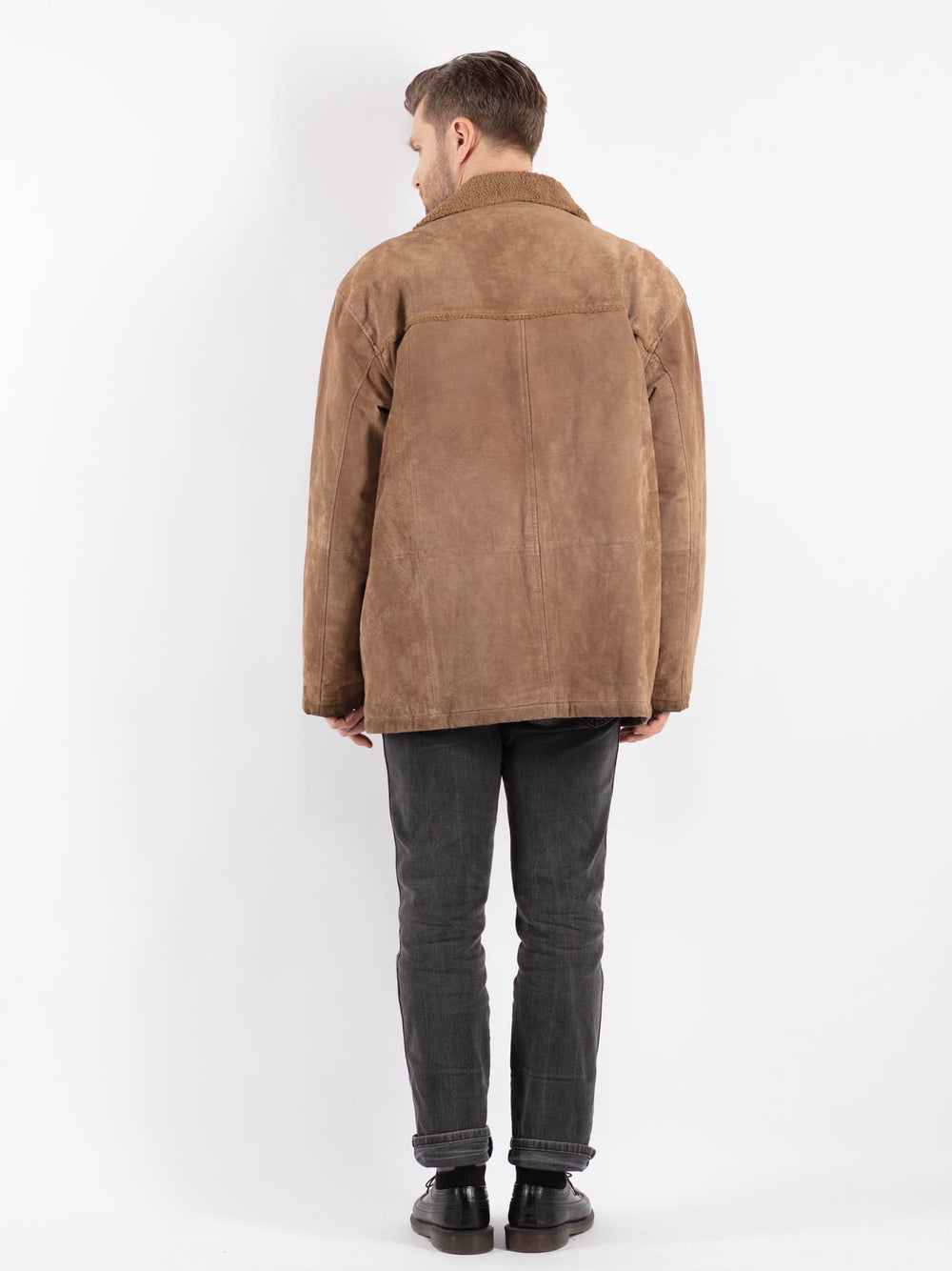 Vintage Men Suede Jacket in Beige