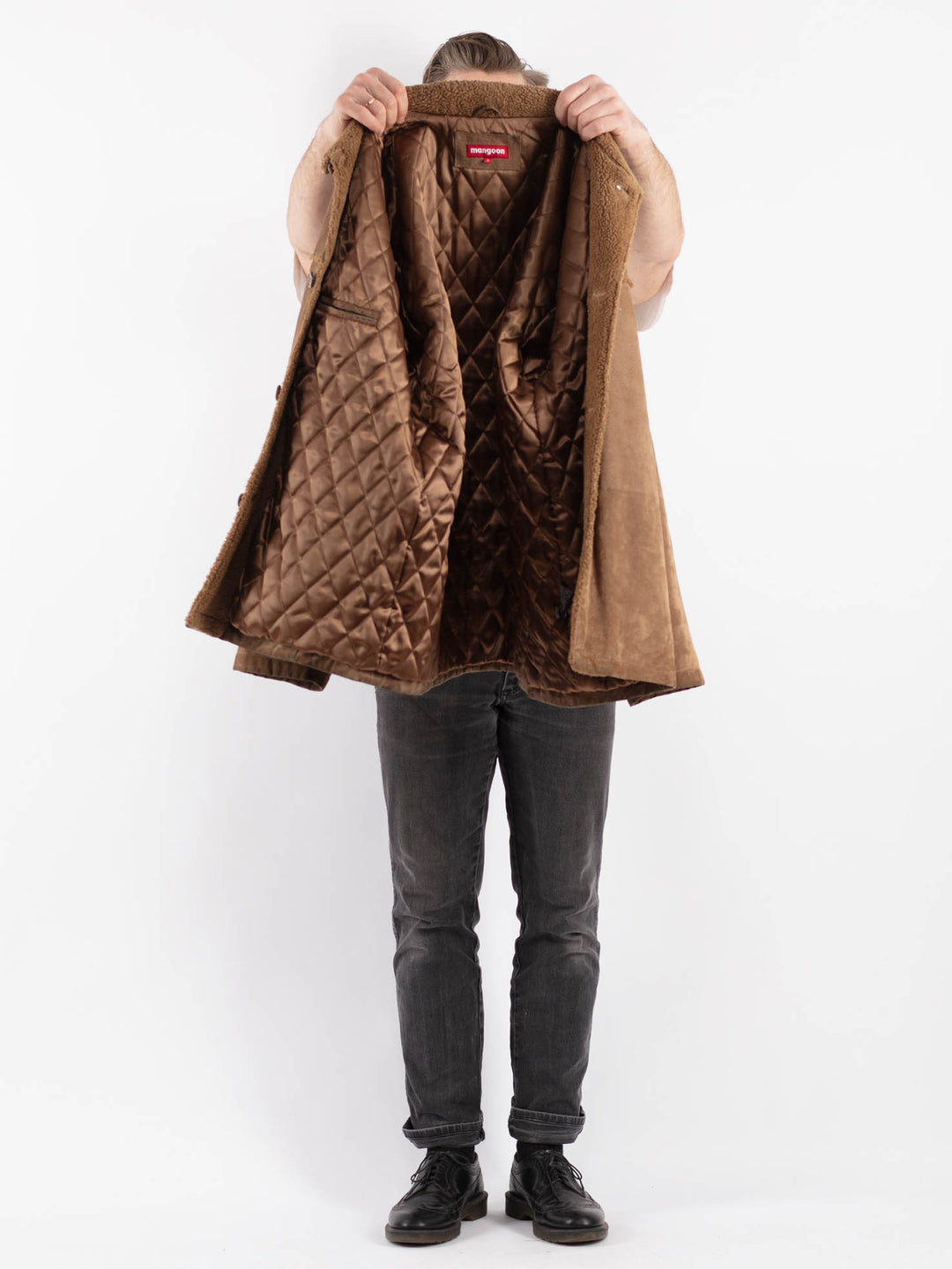 Vintage Men Suede Jacket in Beige