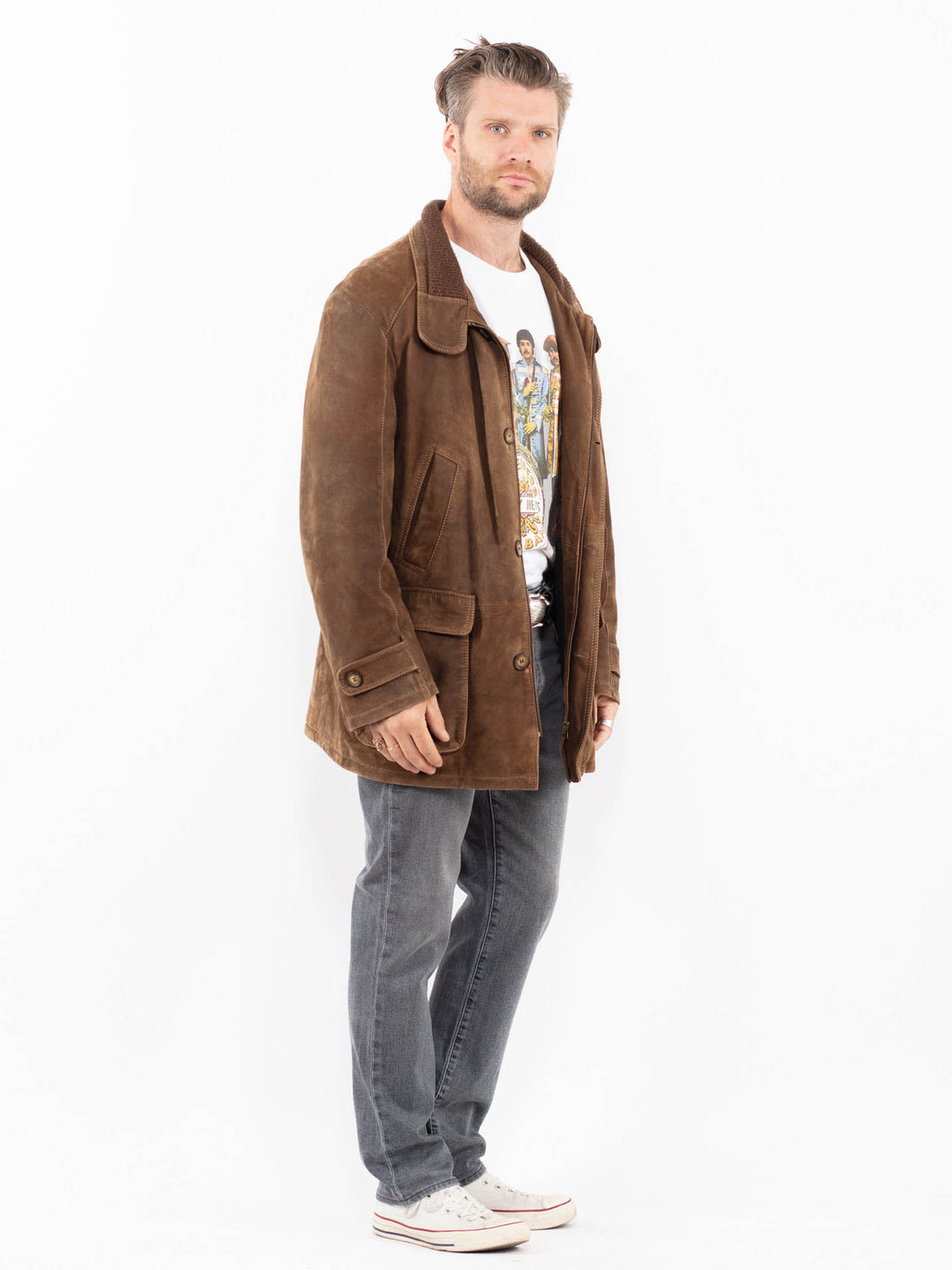 Vintage 90's Men Suede Jacket in BrownZ2024