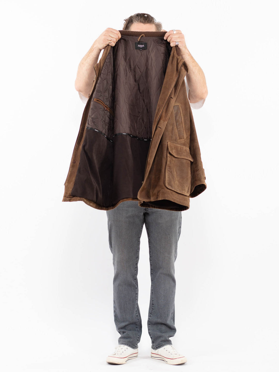 Vintage 90's Men Suede Jacket in BrownZ2024