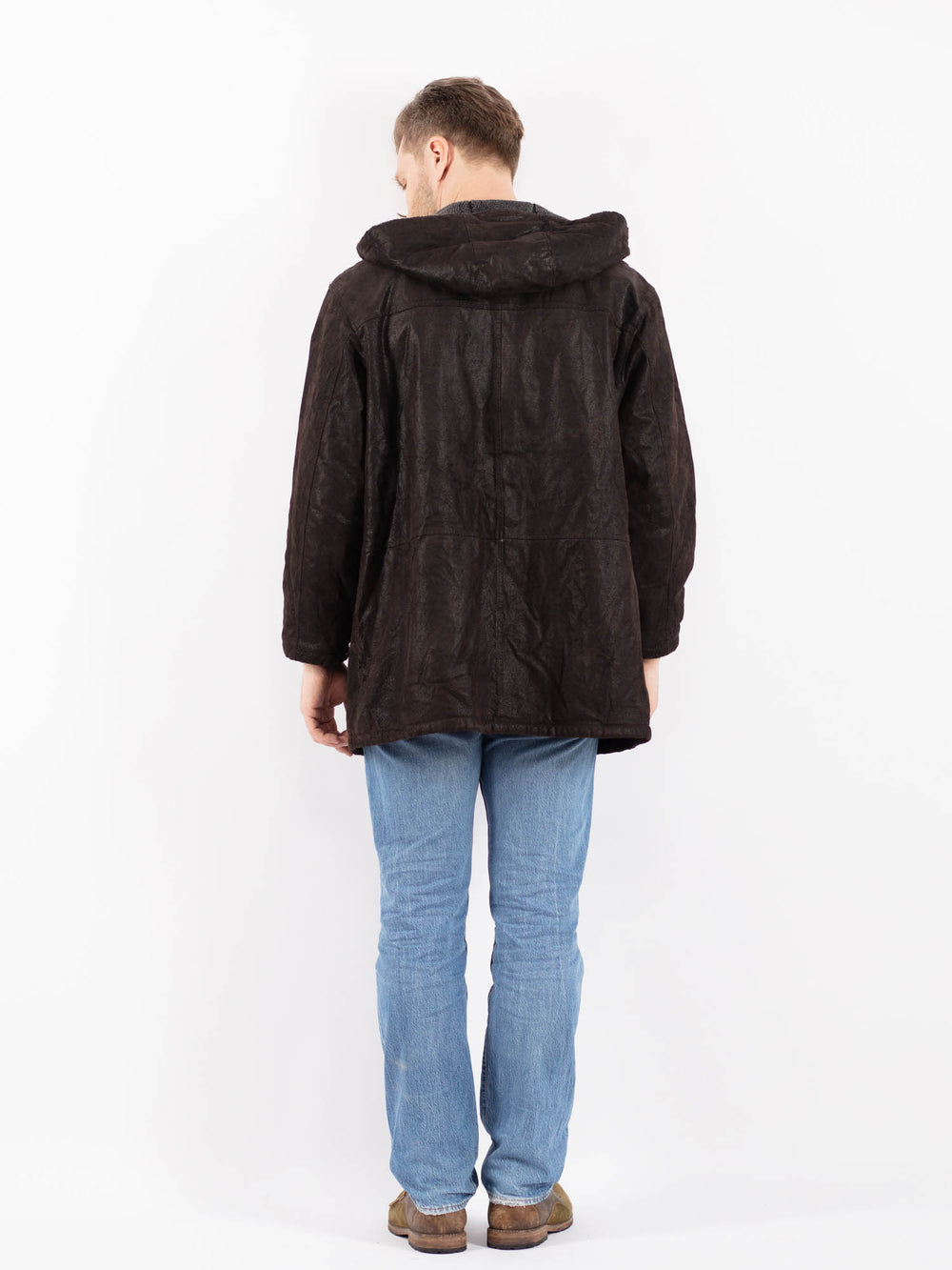 Vintage 90's Men Suede Sherpa Coat in BrownZ1401