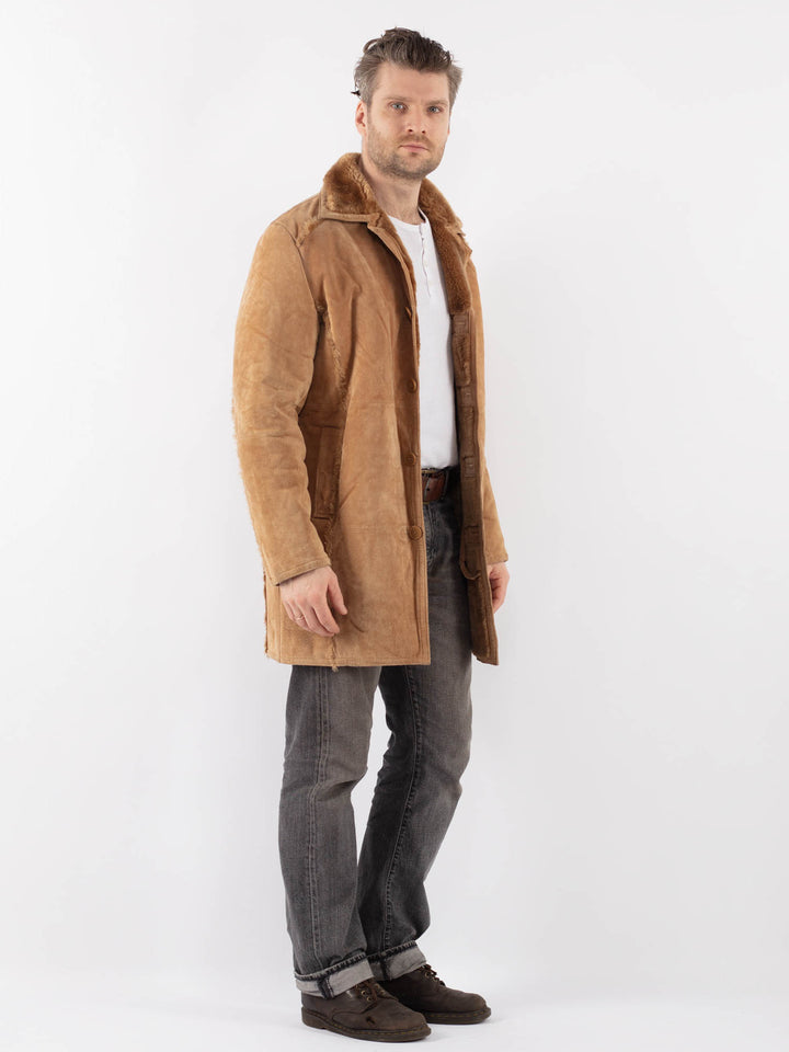 Vintage 90's Men Suede Sherpa Coat in BeigeZ1110