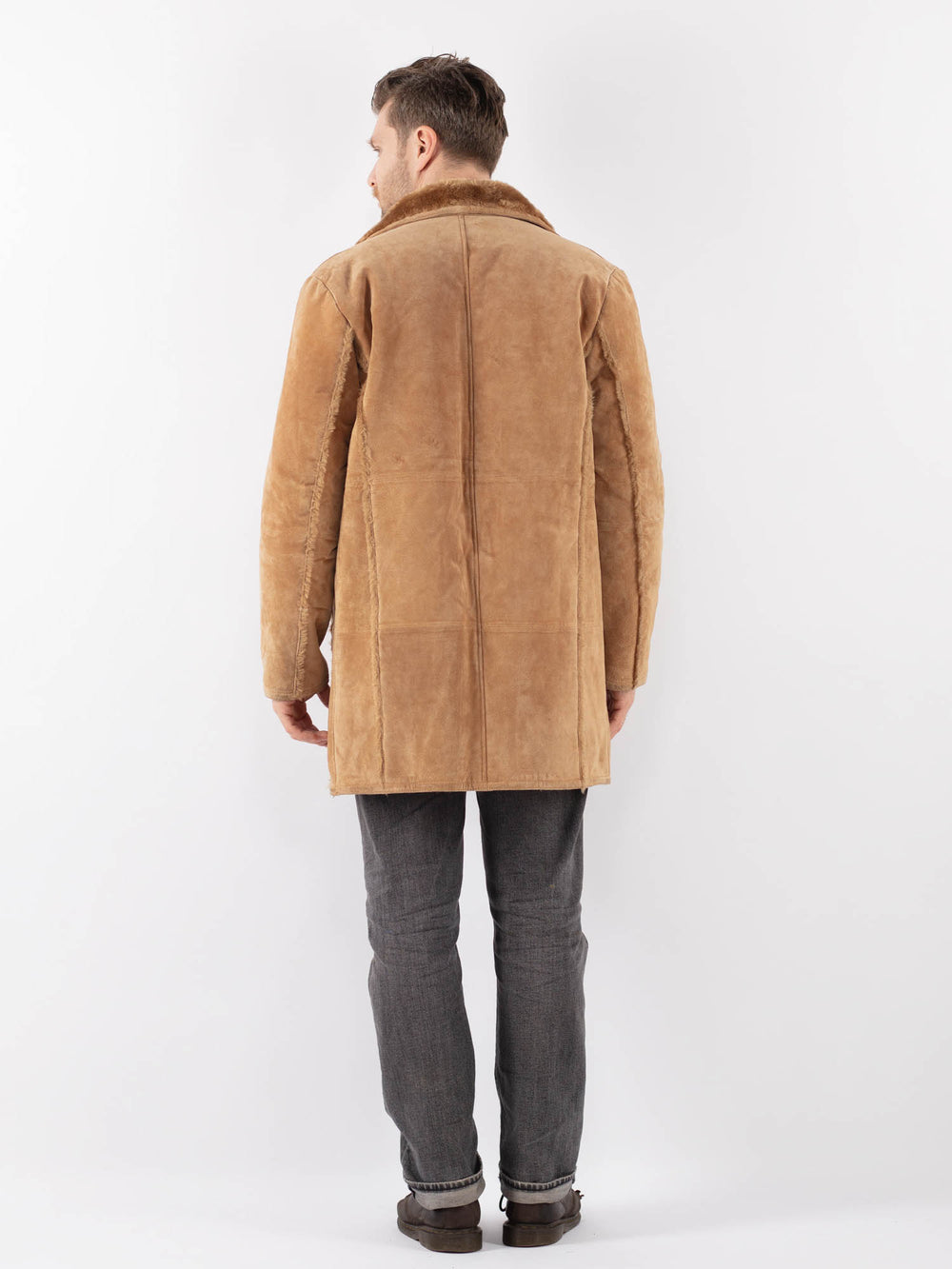 Vintage 90's Men Suede Sherpa Coat in BeigeZ1110