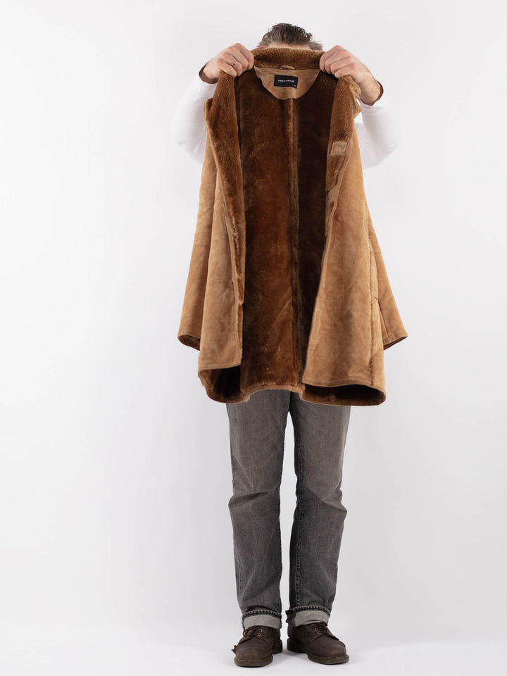 Vintage 90's Men Suede Sherpa Coat in BeigeZ1110