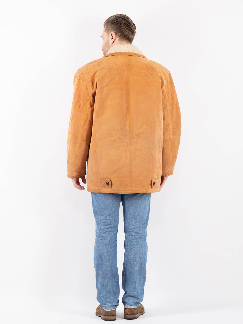 Vintage 90's Men Suede Sherpa Coat in BrownZ1410