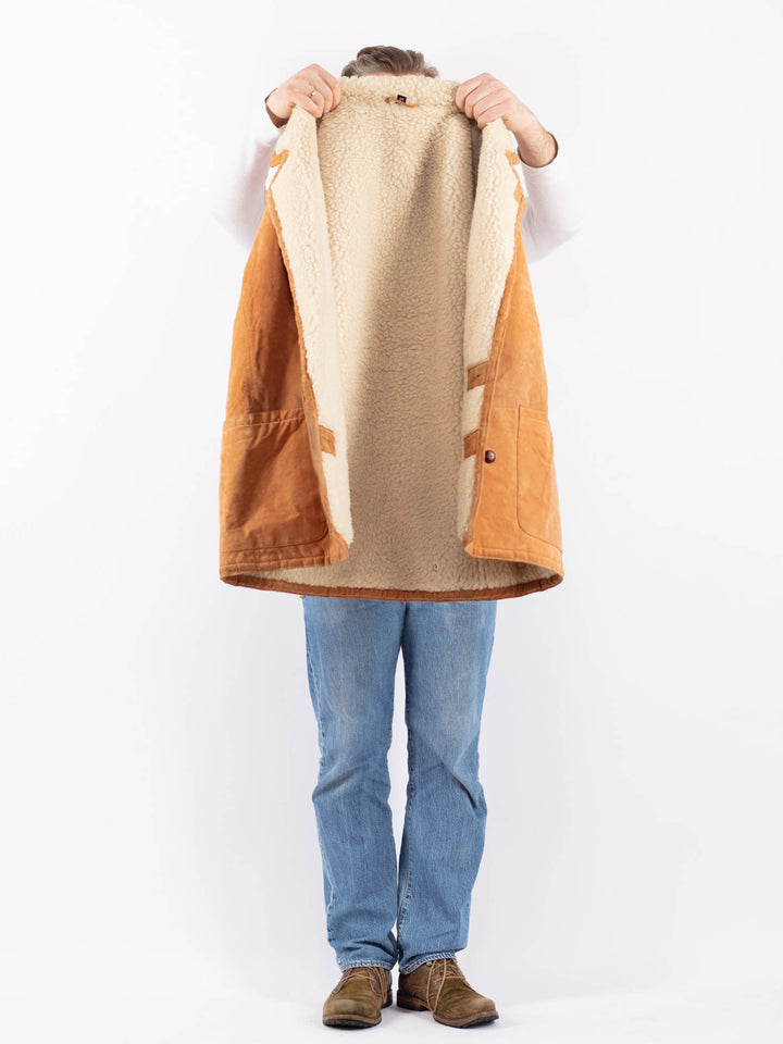 Vintage 90's Men Suede Sherpa Coat in BrownZ1410