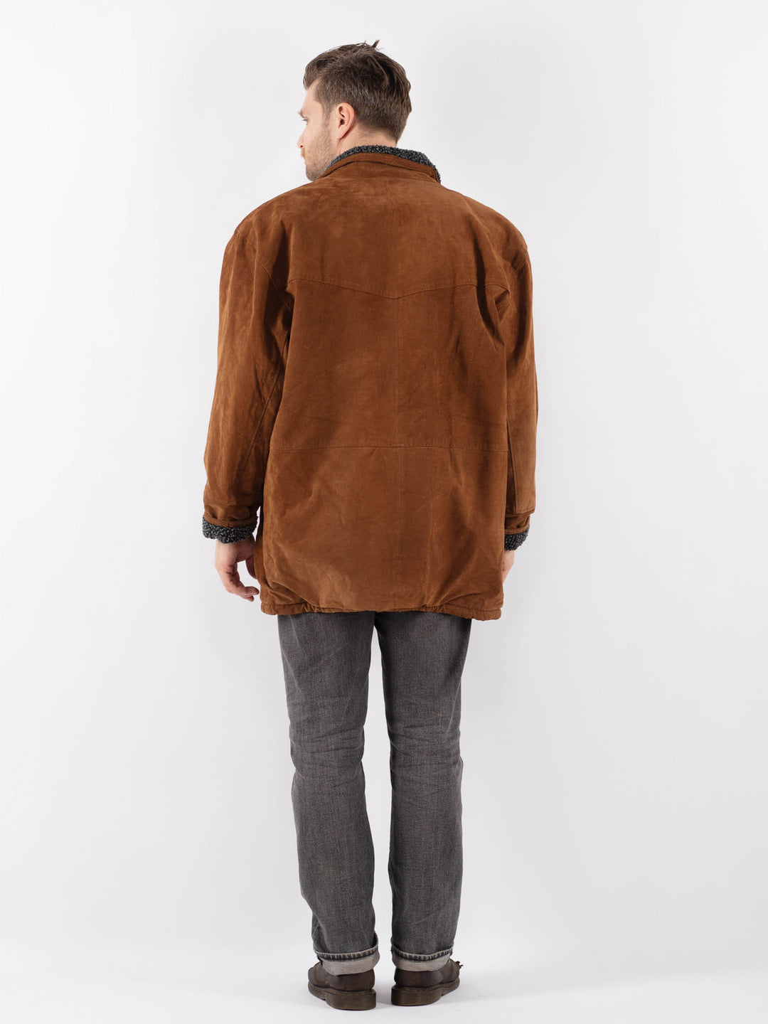 Vintage 90's Men Suede Sherpa Coat in BrownZ1115