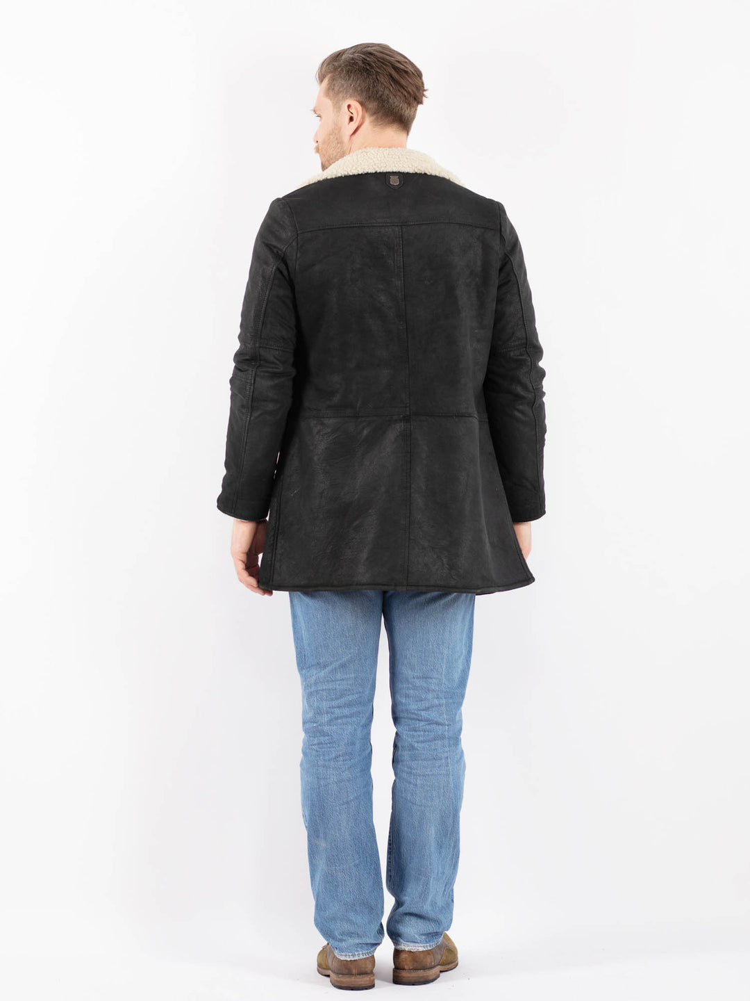 Vintage 00's Men Suede Sherpa Coat in BlackZ1419