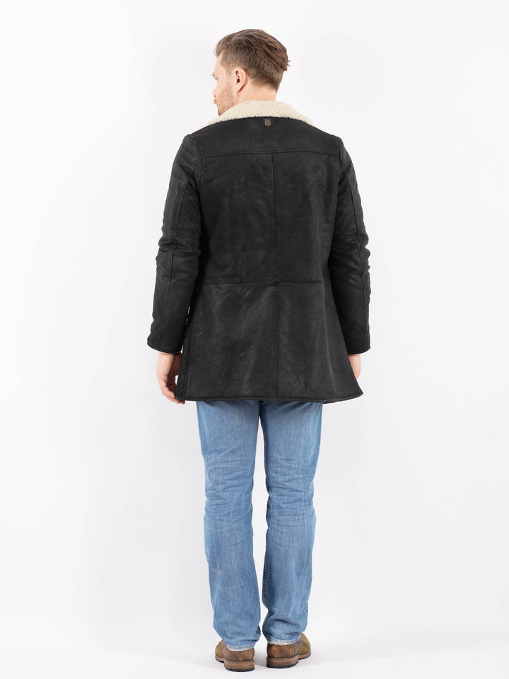 Vintage 00's Men Suede Sherpa Coat in BlackZ1419