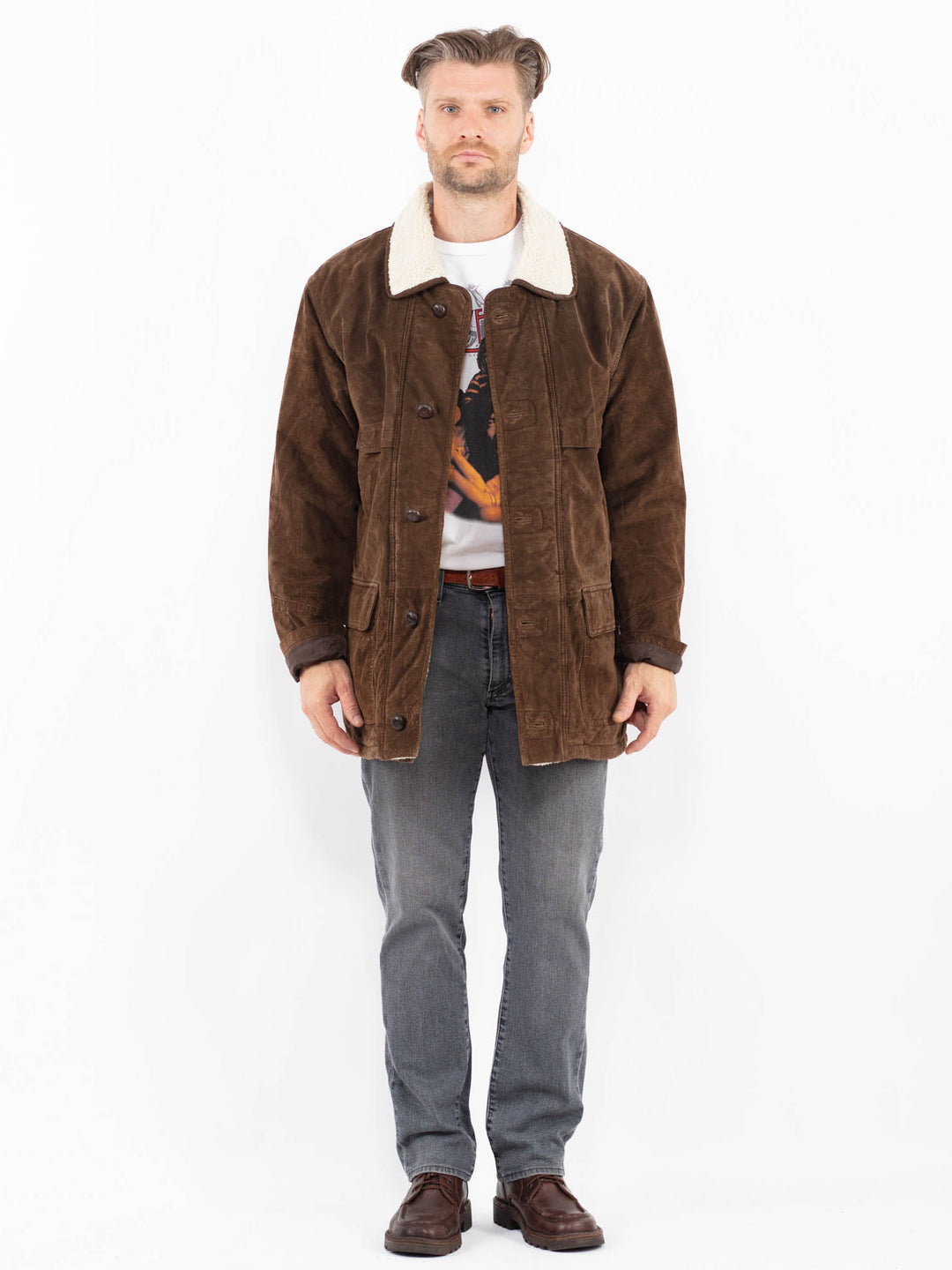 Vintage 90's Men Suede Sherpa in BrownZ2082
