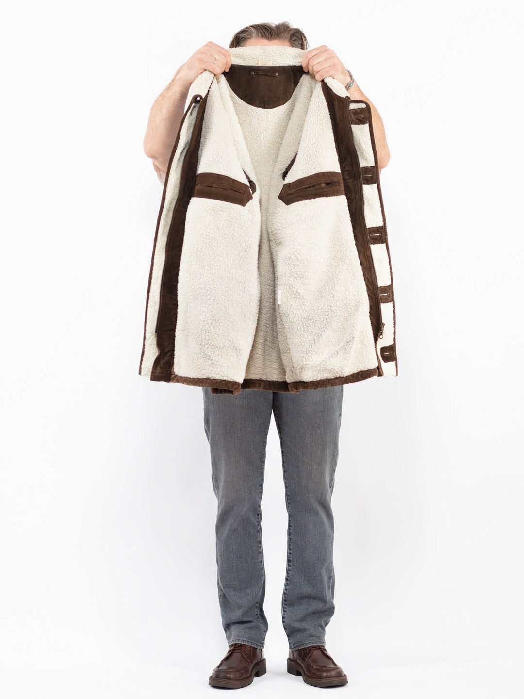 Vintage 90's Men Suede Sherpa in BrownZ2082