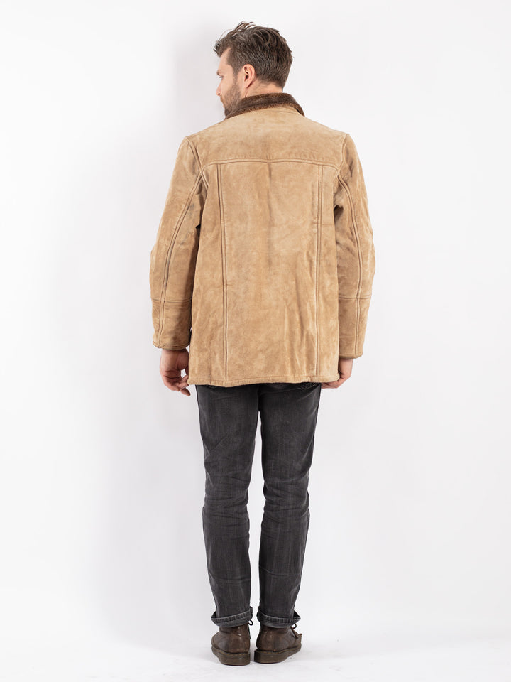 Vintage 90's Men Suede Sherpa Coat in