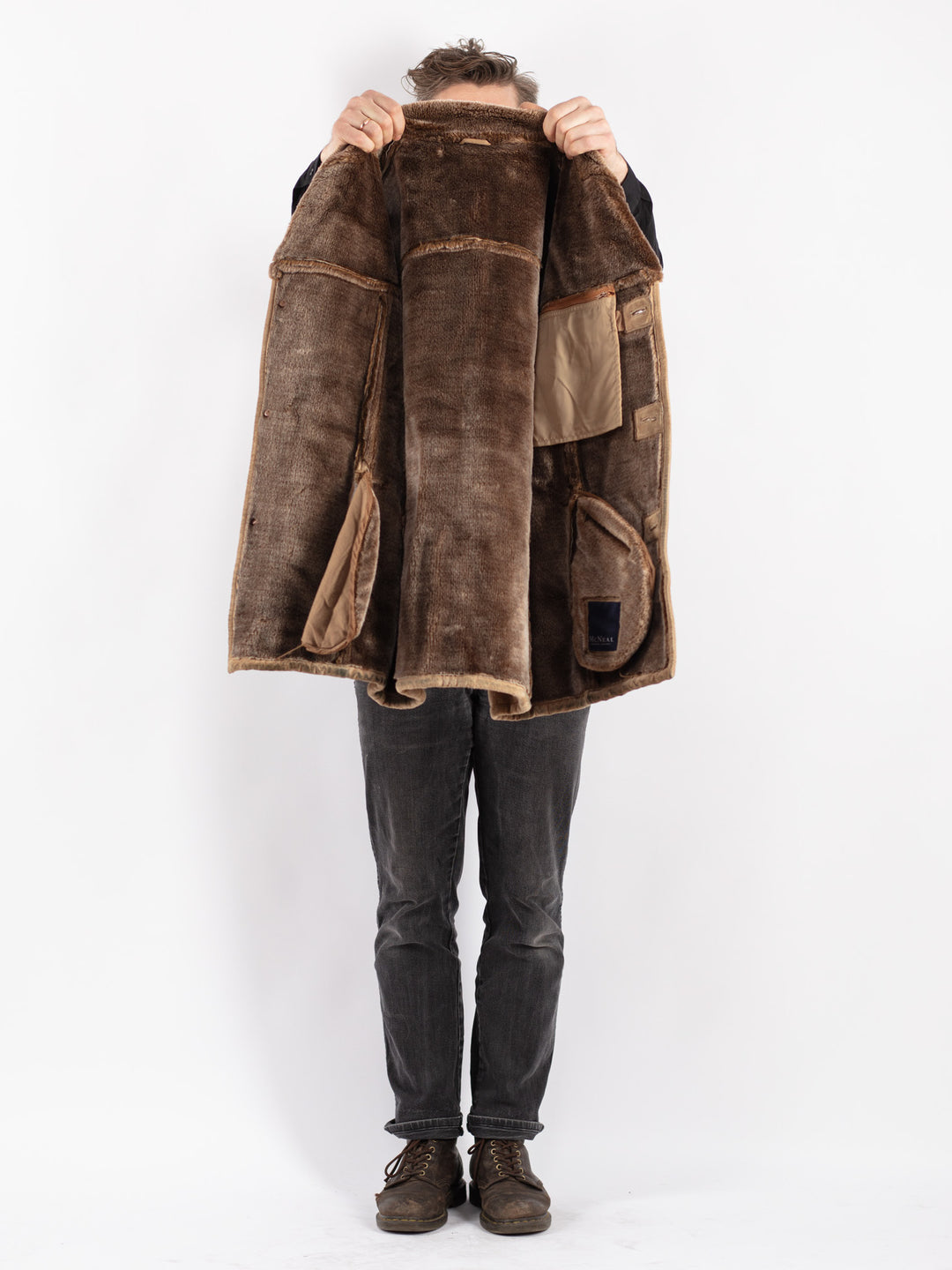 Vintage 90's Men Suede Sherpa Coat in