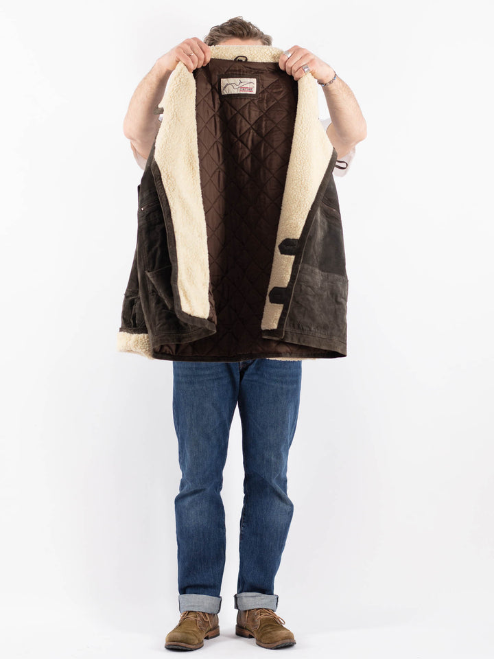 Vintage 90's Men Suede Sherpa Coat in GrayZ1542