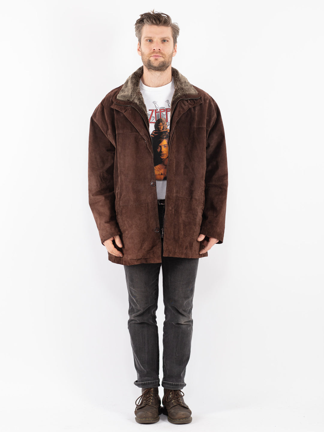 Vintage 90's Men Suede Sherpa in Brown