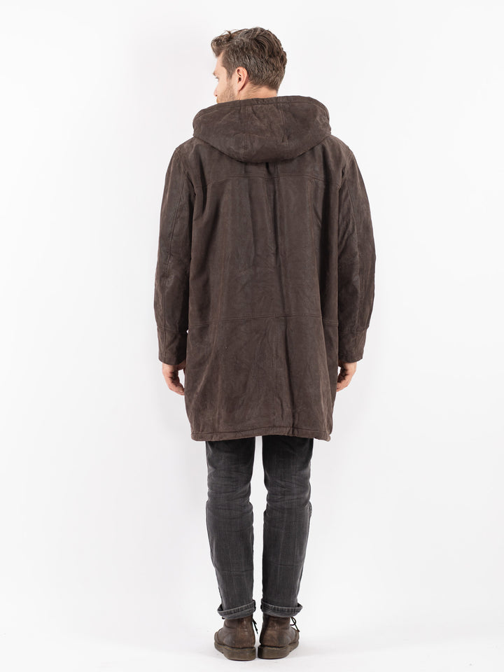 Vintage 90's Men Suede Sherpa Coat in Brown