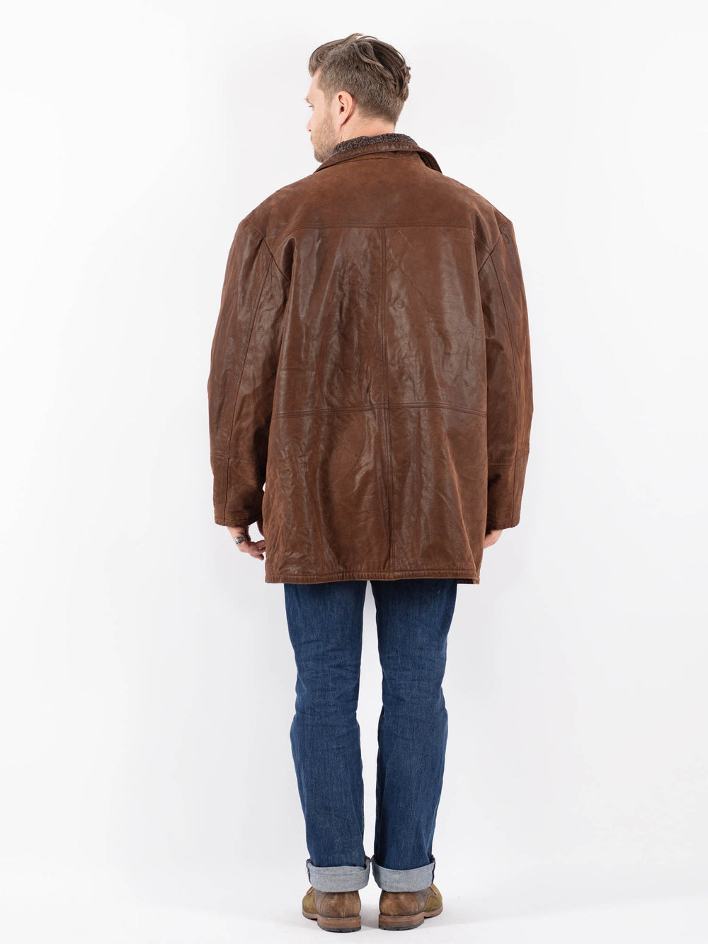 Vintage 90's Men Suede Sherpa Coat in BrownZ1581