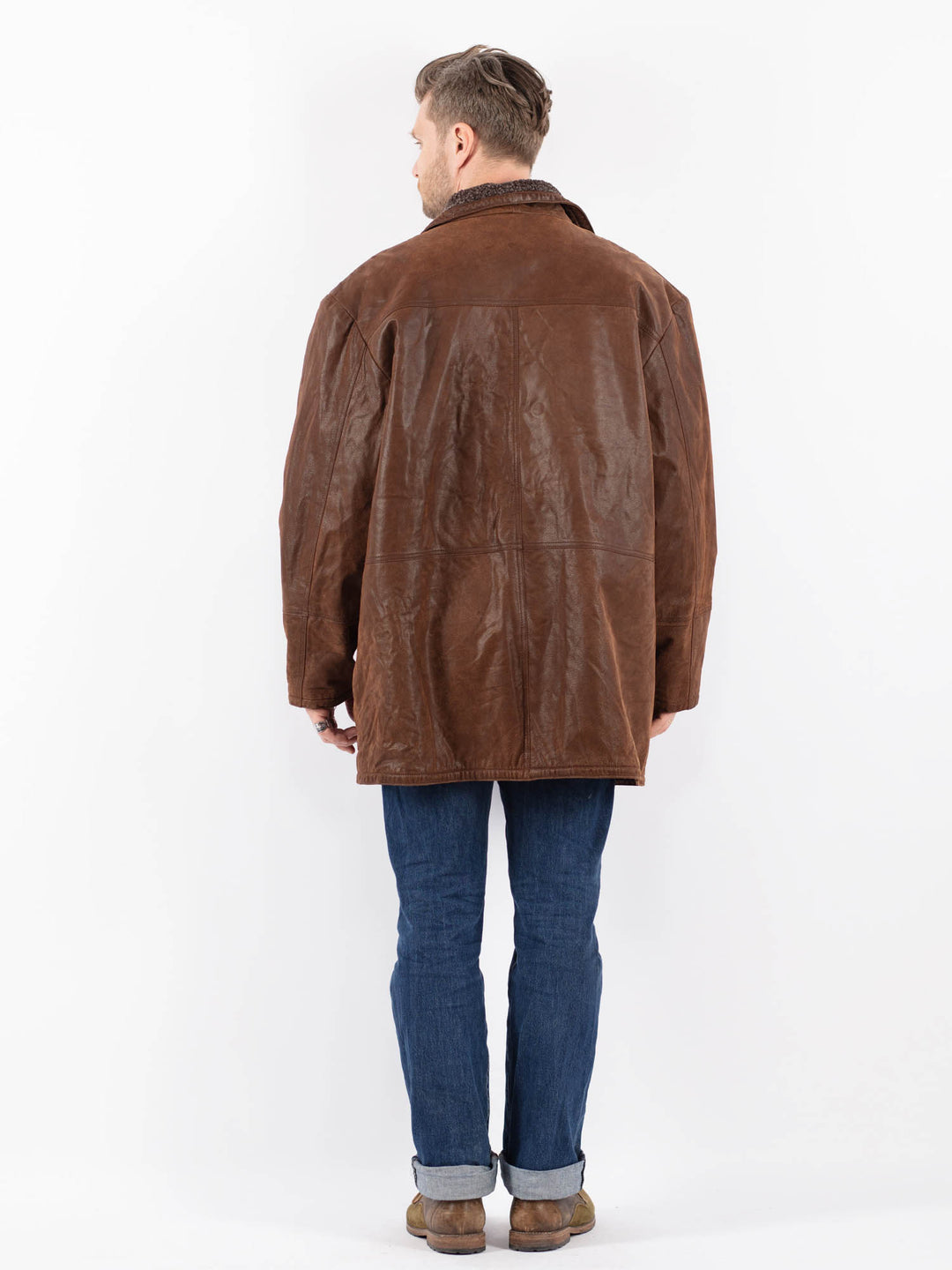 Vintage 90's Men Suede Sherpa Coat in BrownZ1581
