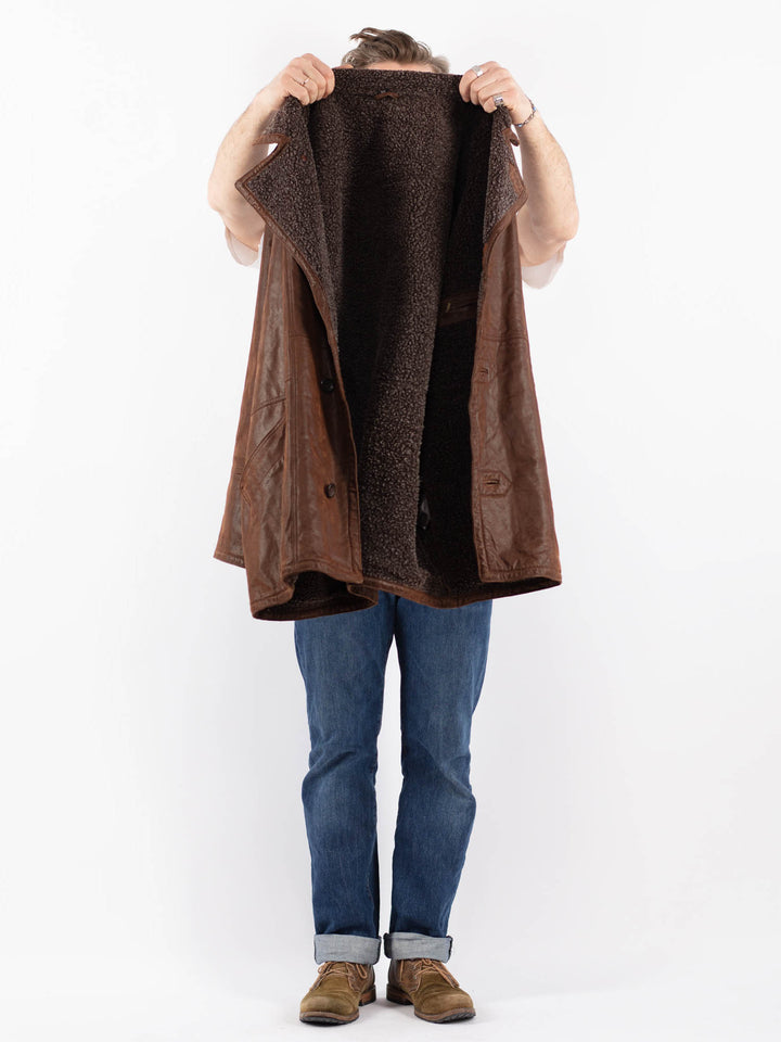 Vintage 90's Men Suede Sherpa Coat in BrownZ1581